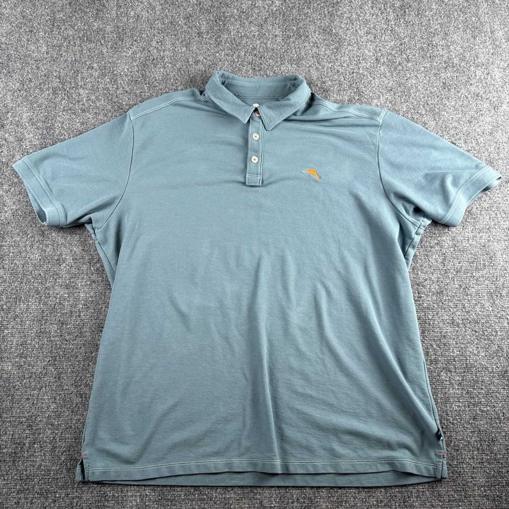Tommy Bahama Men XL Pima Cotton Blend Polo Shirt Green islandZONE Short Sleeve